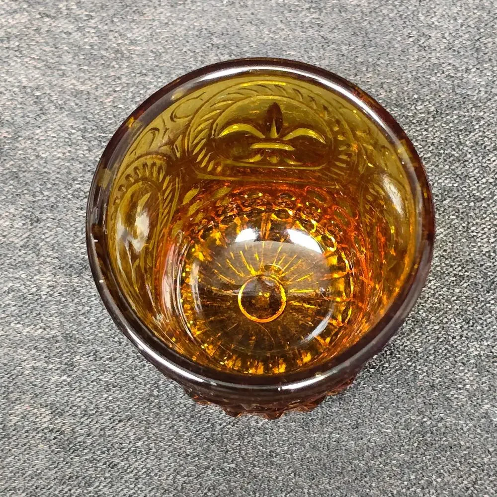 Vintage Fleur-De-Lys Mini Jar Shot Glass Votive Candle Holder Home Decor Display